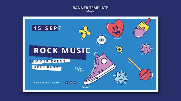 Flat design music banner template