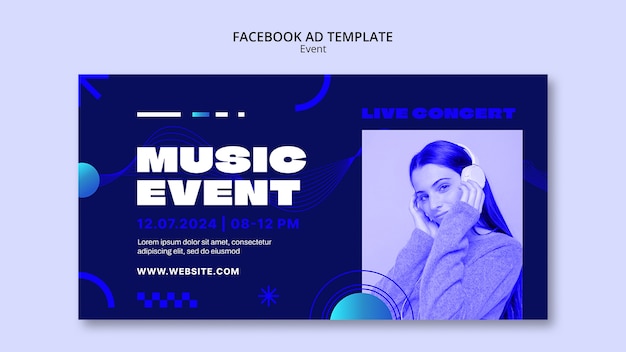 Free PSD flat design music event template