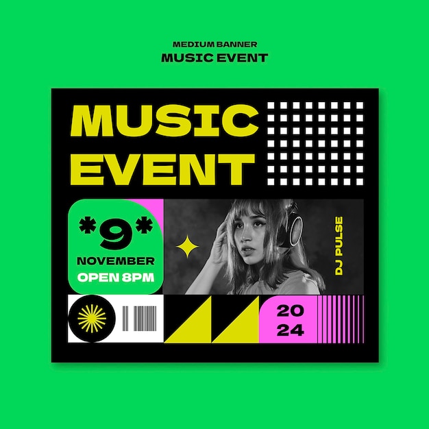 Free PSD flat design music event template