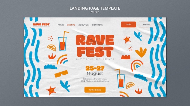 Flat design music fest landing page template