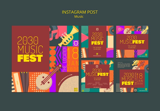 Free PSD flat design music fest template