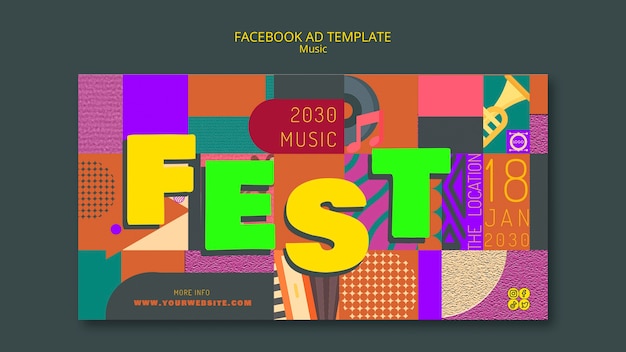 Free PSD flat design music fest template