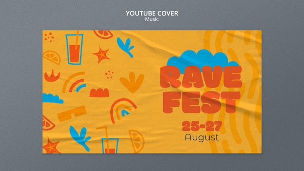 Free PSD flat design music fest youtube cover