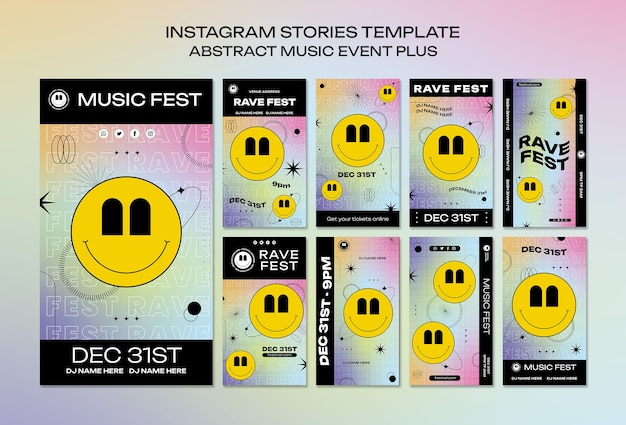 Free PSD flat design music festival instagram stories