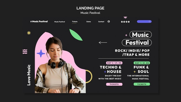 Flat design music festival template