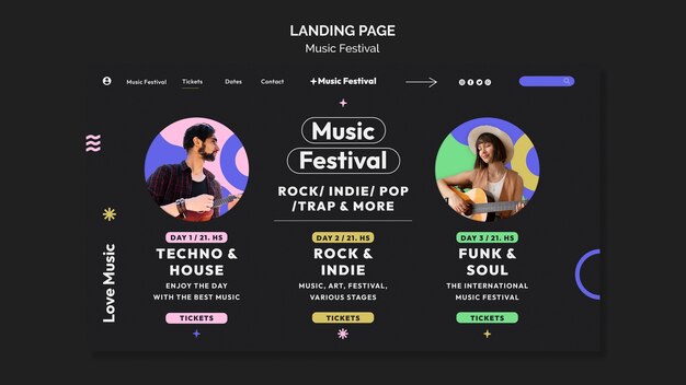 Flat design music festival template