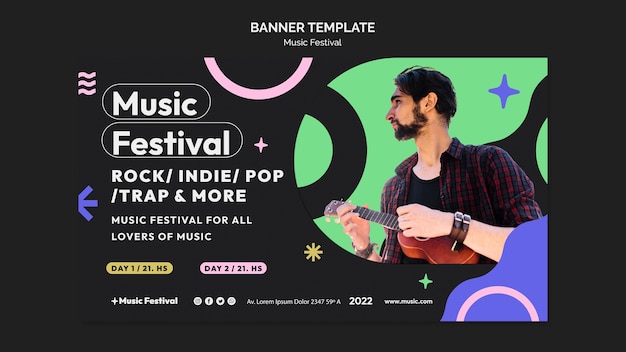 Flat design music festival template