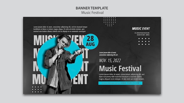 Free PSD flat design music festival template