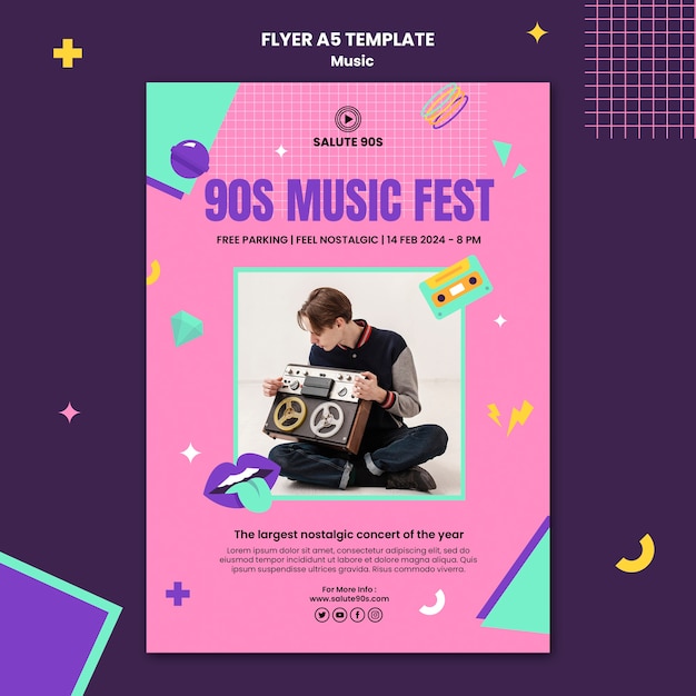 Free PSD flat design music flyer template design