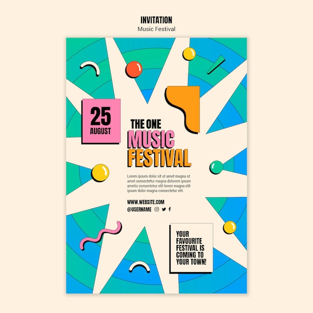 Flat design music invitation  poster template