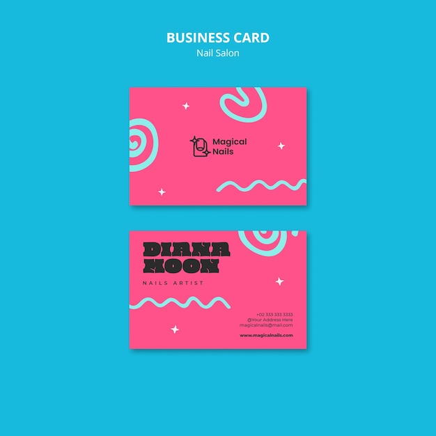 Free PSD flat design nail salon business card