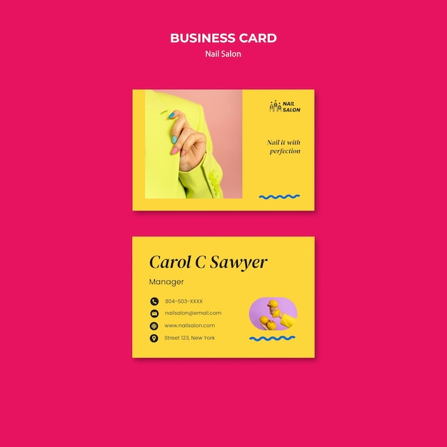 Free PSD flat design nail salon business card