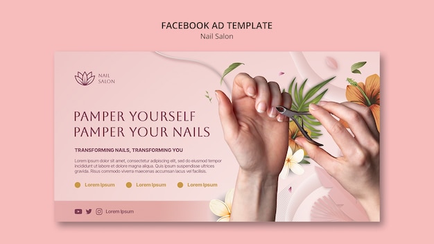 Free PSD flat design nail salon facebook template