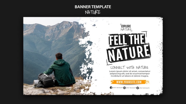 Free PSD flat design nature banner template