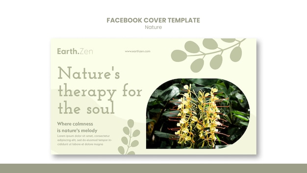 Free PSD flat design nature concept facebook cover template