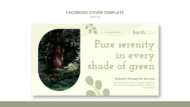 Free PSD flat design nature concept facebook cover template