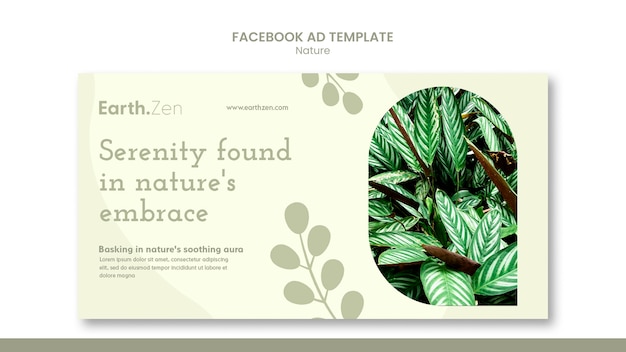 Free PSD flat design nature concept facebook template