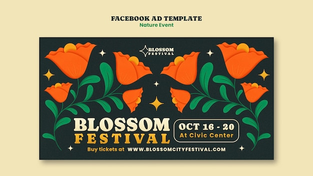 Flat design nature event facebook template