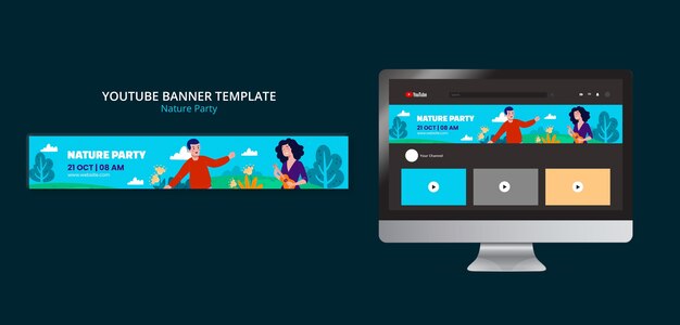 Flat design nature party template