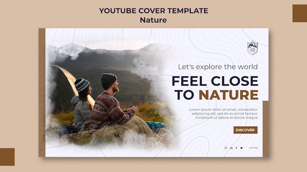 Free PSD flat design nature retreat youtube cover