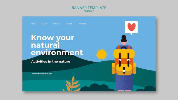 Free PSD flat design nature template