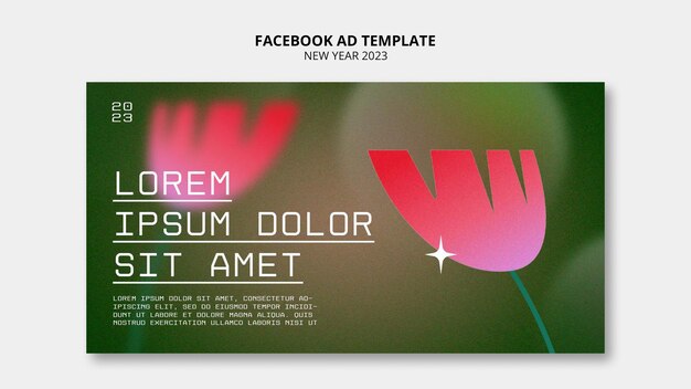 Free PSD flat design new year 2023 facebook template