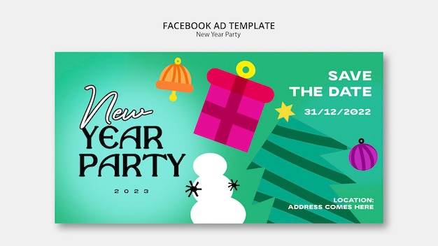 Free PSD flat design new year 2023 facebook template