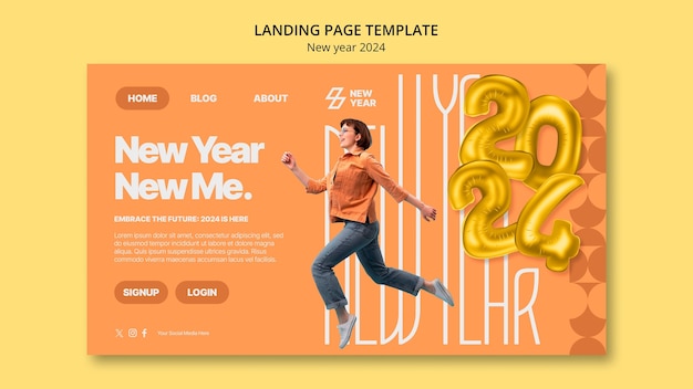 Free PSD flat design  new year 2024 landing page