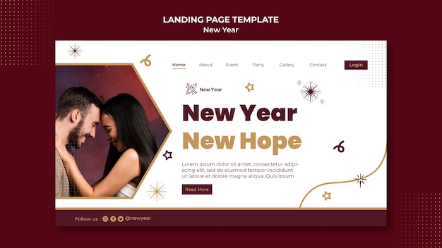 Flat design new year landing page