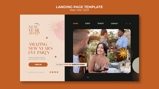 Flat design new year landing page