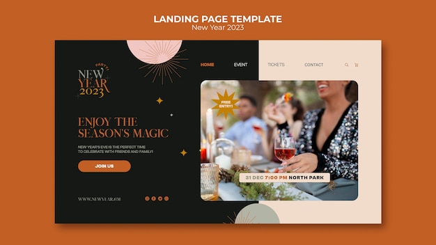 Free PSD flat design new year landing page