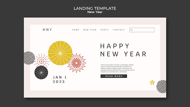 Free PSD flat design new year landing page