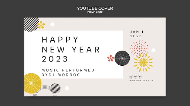 Free PSD flat design new year youtube cover