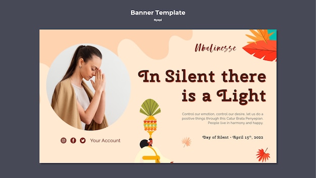 Flat design nyepi banner template