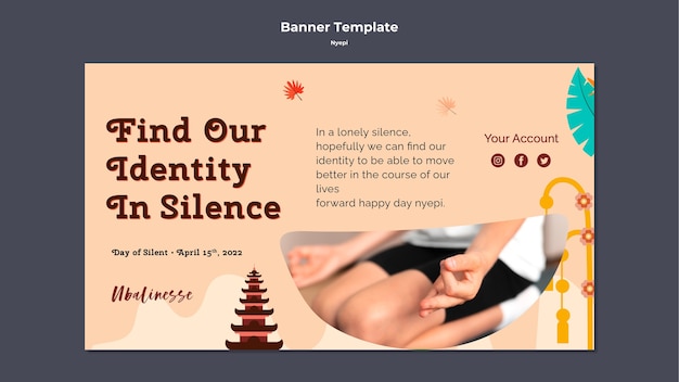 Free PSD flat design nyepi banner template