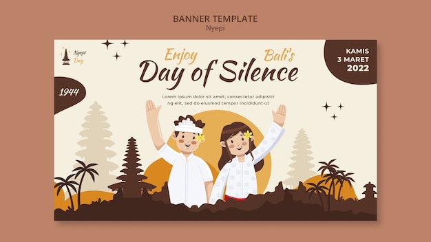 Flat design nyepi celebration template