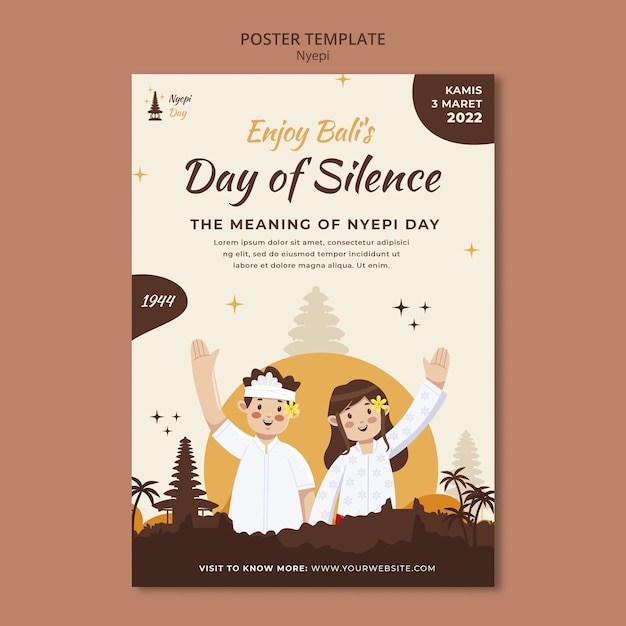 Free PSD flat design nyepi celebration template