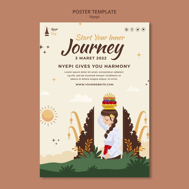 Flat design nyepi celebration template