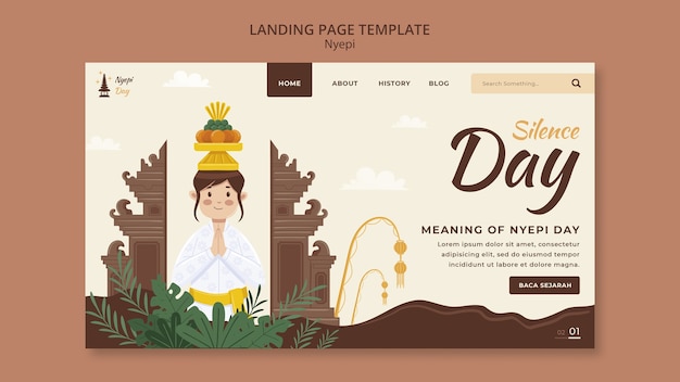 Free PSD flat design nyepi celebration template