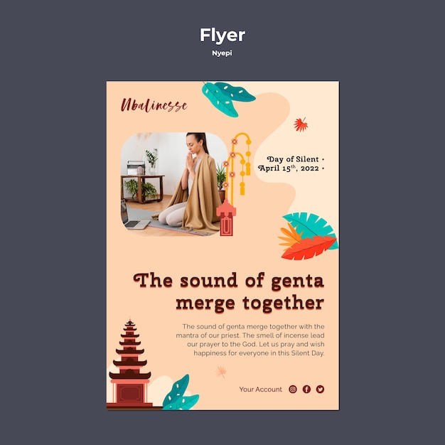 Free PSD flat design nyepi flyer template