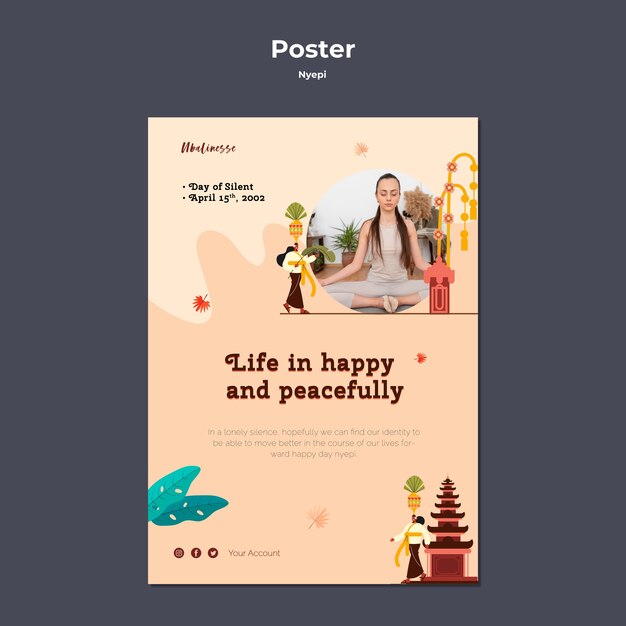 Flat design nyepi poster template