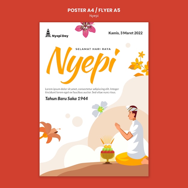 Free PSD flat design nyepi template