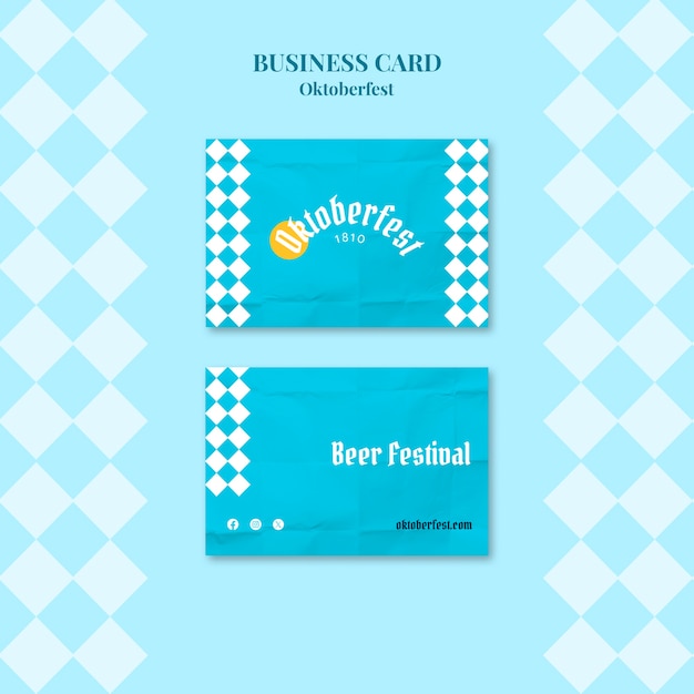 Free PSD flat design oktoberfest celebration  business card