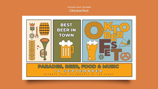 Free PSD flat design oktoberfest celebration youtube cover