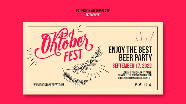 Free PSD flat design oktoberfest facebook template