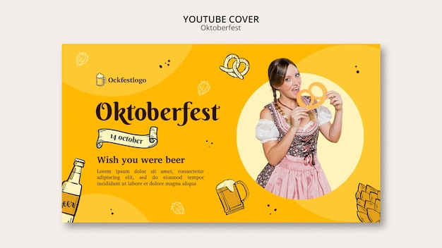 Free PSD flat design oktoberfest template design