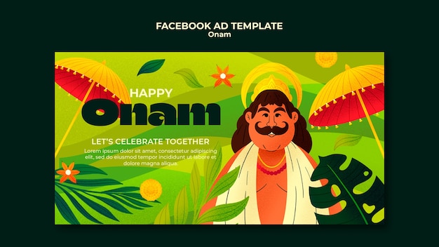 Free PSD flat design onam celebration facebook template