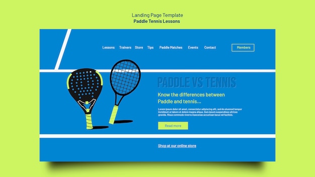 Free PSD flat design paddle tennis template