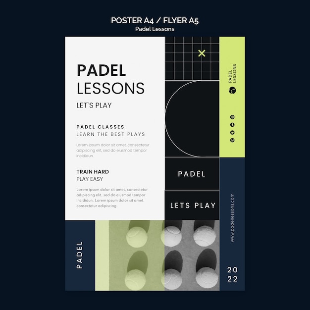 Flat design padel lessons template