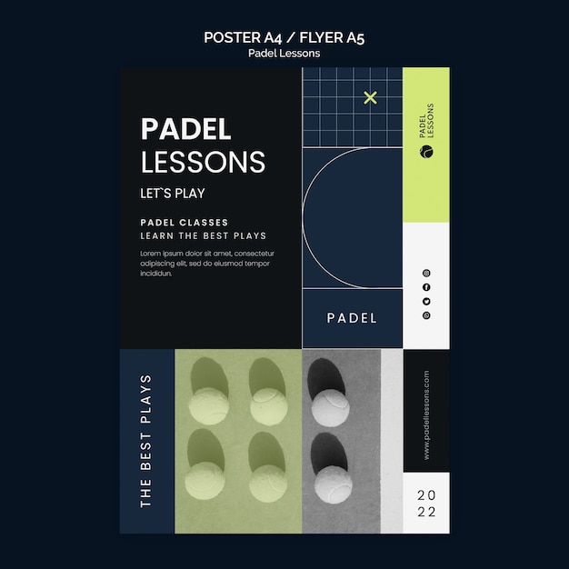 Flat design padel lessons template